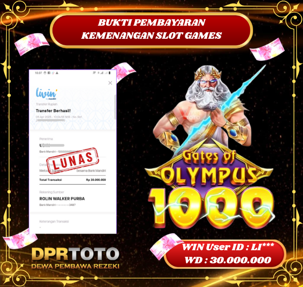 KEMENANGAN BESAR SLOT OLYMPUS 1000 Rp.30.000.000 - LUNAS